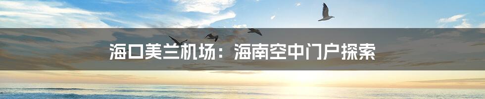 海口美兰机场:海南空中门户探索