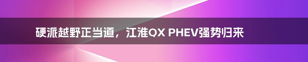 硬派越野正当道,江淮QX PHEV强势归来
