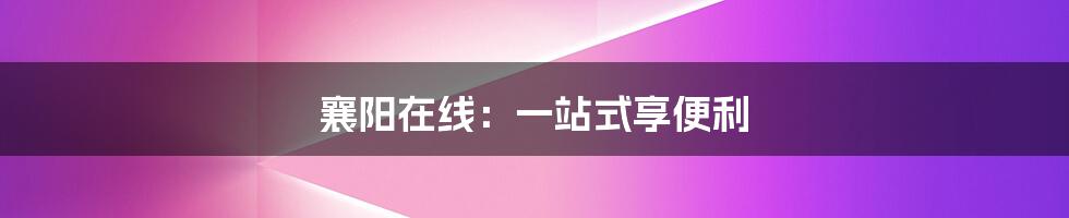 襄阳在线:一站式享便利