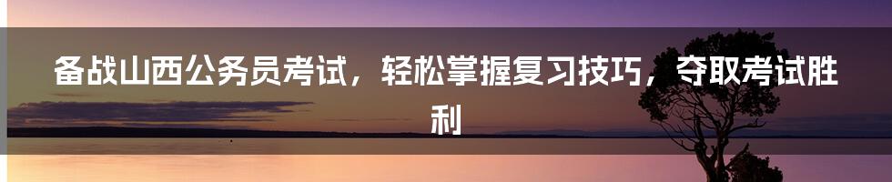 备战山西公务员考试,轻松掌握复习技巧,夺取考试胜利