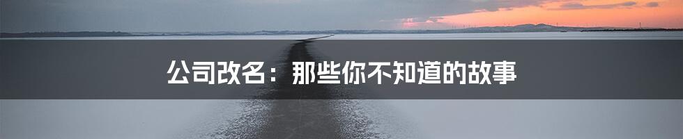 公司改名:那些你不知道的故事