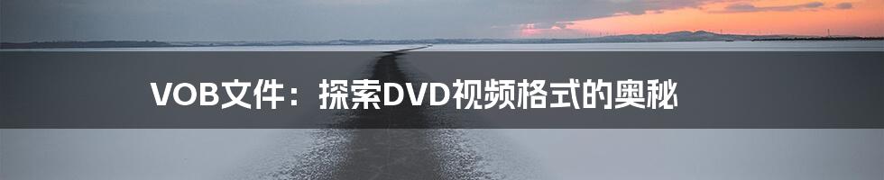VOB文件:探索DVD视频格式的奥秘