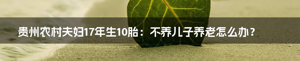 贵州农村夫妇17年生10胎:不养儿子养老怎么办?