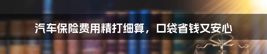 汽车保险费用精打细算,口袋省钱又安心
