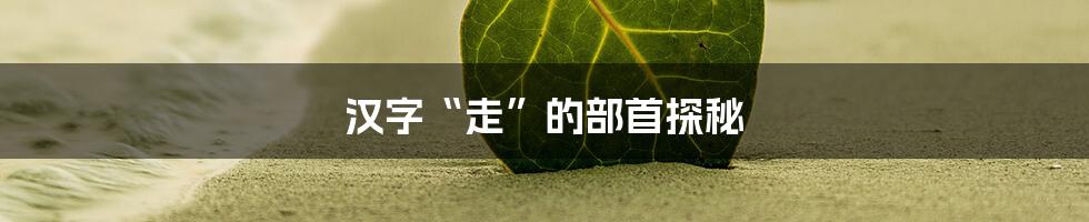 汉字“走”的部首探秘