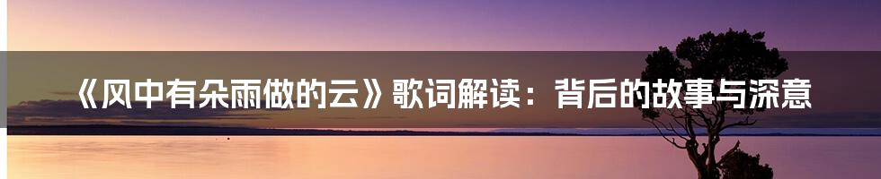 《风中有朵雨做的云》歌词解读:背后的故事与深意