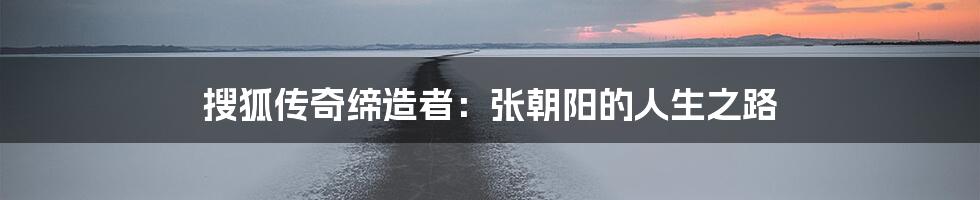 搜狐传奇缔造者:张朝阳的人生之路