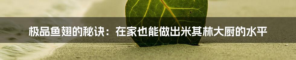 极品鱼翅的秘诀:在家也能做出米其林大厨的水平