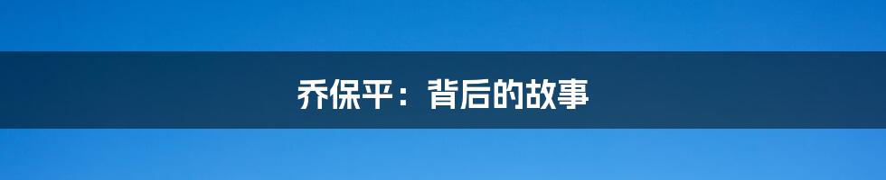 乔保平:背后的故事