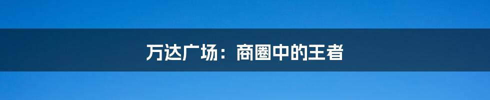 万达广场:商圈中的王者