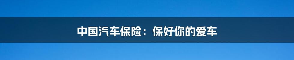 中国汽车保险:保好你的爱车
