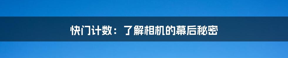 快门计数:了解相机的幕后秘密