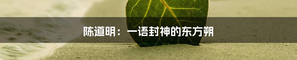 陈道明:一语封神的东方朔
