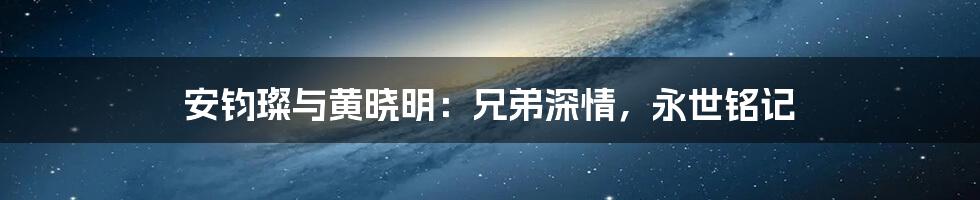 安钧璨与黄晓明:兄弟深情,永世铭记