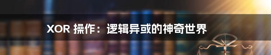 XOR 操作:逻辑异或的神奇世界