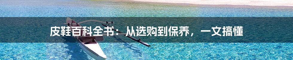 皮鞋百科全书:从选购到保养,一文搞懂