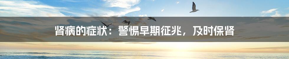 肾病的症状:警惕早期征兆,及时保肾