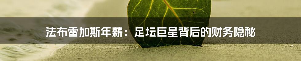 法布雷加斯年薪:足坛巨星背后的财务隐秘