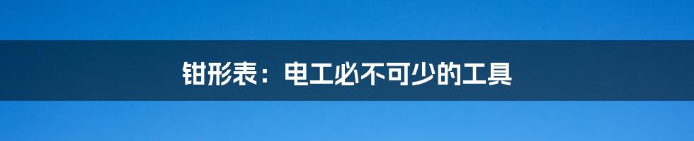 钳形表:电工必不可少的工具