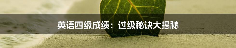 英语四级成绩:过级秘诀大揭秘