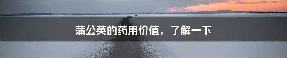 蒲公英的药用价值，了解一下