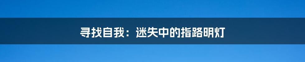 寻找自我：迷失中的指路明灯