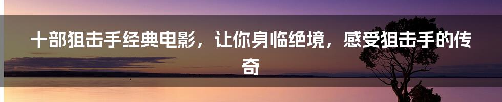 十部狙击手经典电影,让你身临绝境,感受狙击手的传奇
