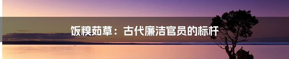 饭糗茹草:古代廉洁官员的标杆