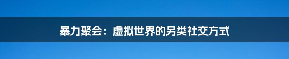 暴力聚会:虚拟世界的另类社交方式