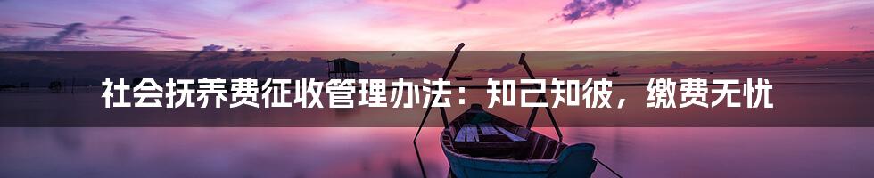 社会抚养费征收管理办法：知己知彼，缴费无忧