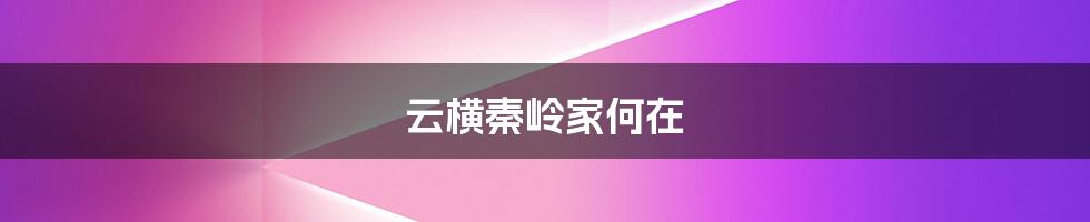 云横秦岭家何在