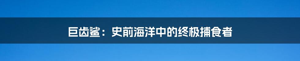 巨齿鲨:史前海洋中的终极捕食者