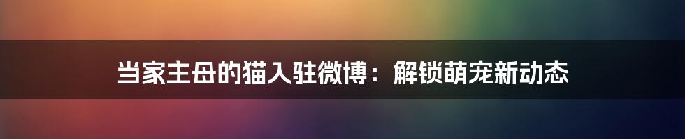 当家主母的猫入驻微博:解锁萌宠新动态