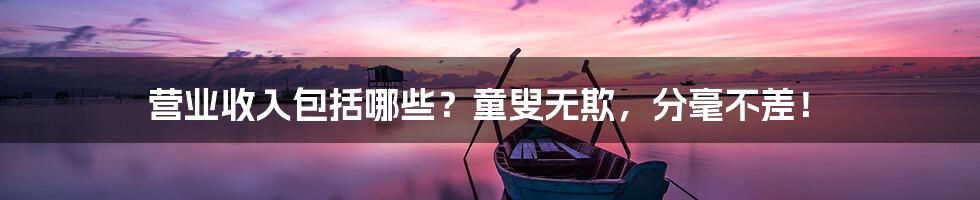 营业收入包括哪些?童叟无欺,分毫不差!
