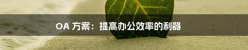 OA 方案：提高办公效率的利器