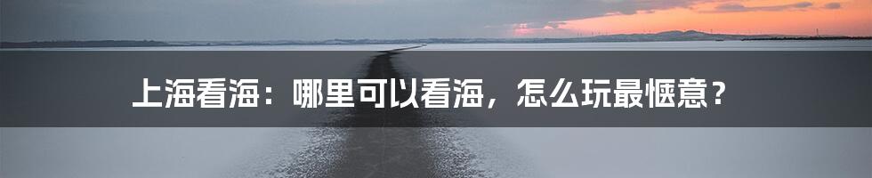 上海看海：哪里可以看海，怎么玩最惬意？