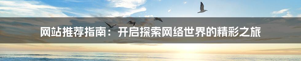 网站推荐指南:开启探索网络世界的精彩之旅