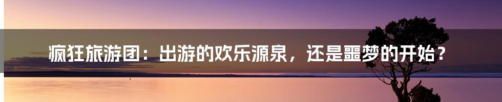 疯狂旅游团:出游的欢乐源泉,还是噩梦的开始?
