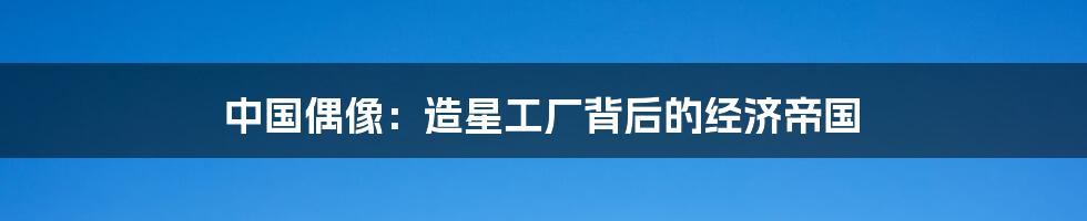 中国偶像:造星工厂背后的经济帝国