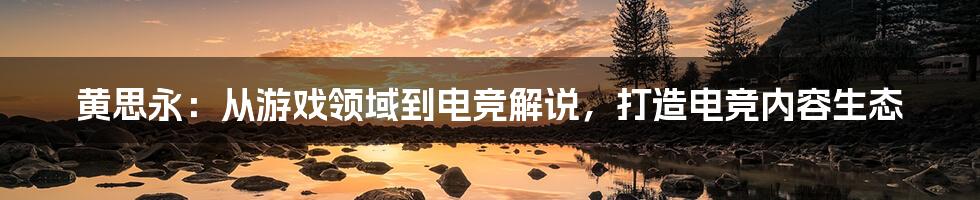 黄思永:从游戏领域到电竞解说,打造电竞内容生态