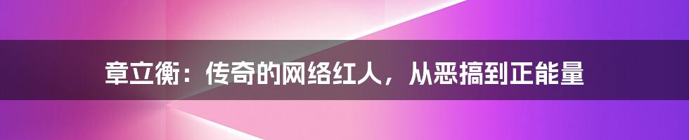 章立衡:传奇的网络红人,从恶搞到正能量
