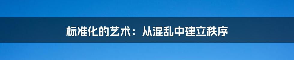 标准化的艺术:从混乱中建立秩序
