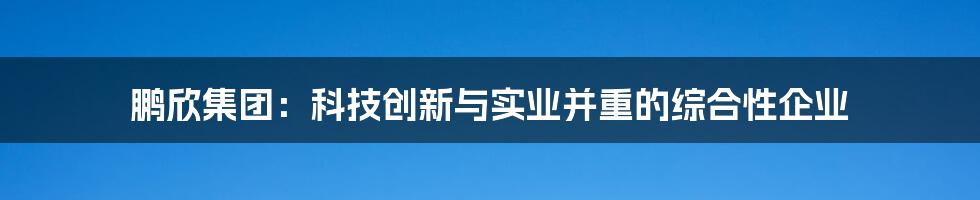 鹏欣集团：科技创新与实业并重的综合性企业
