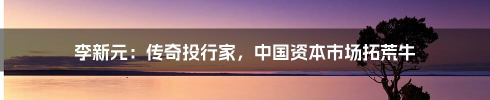 李新元:传奇投行家,中国资本市场拓荒牛