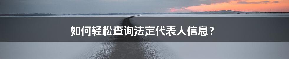 如何轻松查询法定代表人信息?