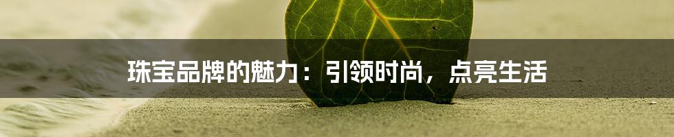 珠宝品牌的魅力：引领时尚，点亮生活