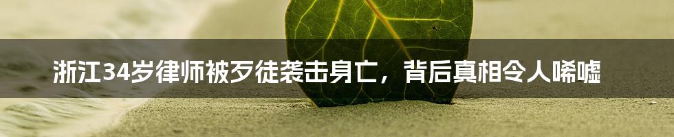 浙江34岁律师被歹徒袭击身亡,背后真相令人唏嘘