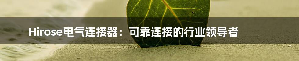 Hirose电气连接器:可靠连接的行业领导者