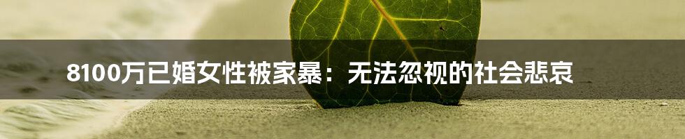 8100万已婚女性被家暴:无法忽视的社会悲哀