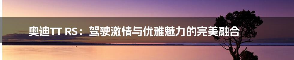 奥迪TT RS:驾驶激情与优雅魅力的完美融合